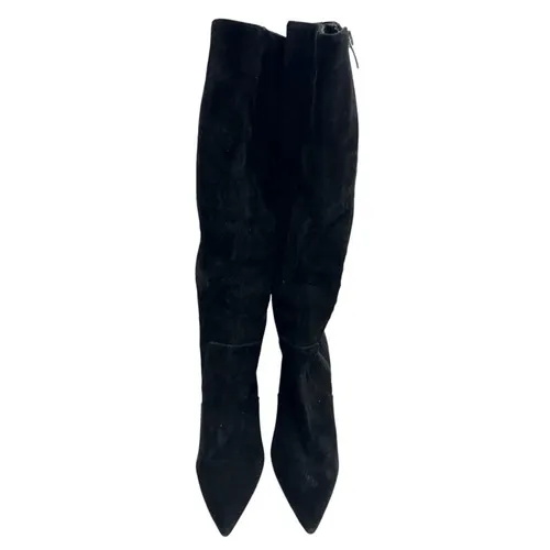 Nine West Black Suede Knee High Boots Pointed Toe Block‎ Heel Size 6.5 - Image 4