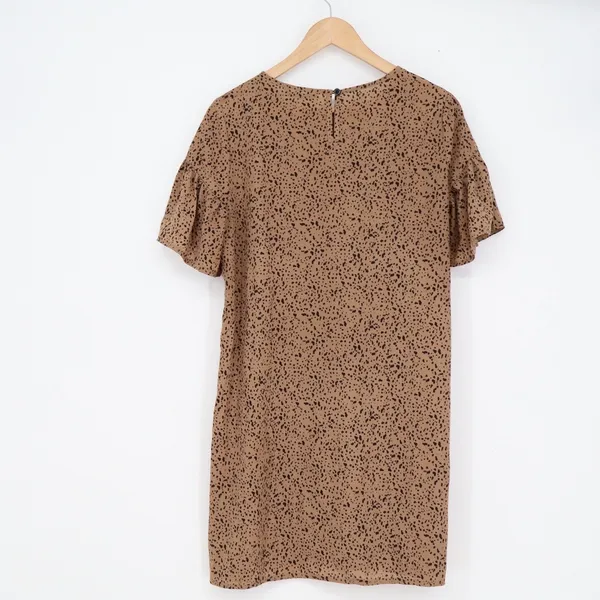 SHEIN Brown Black Speckled Animal Print Ruffle Sleeve Mini Shift Dress Size 4 S - Image 5