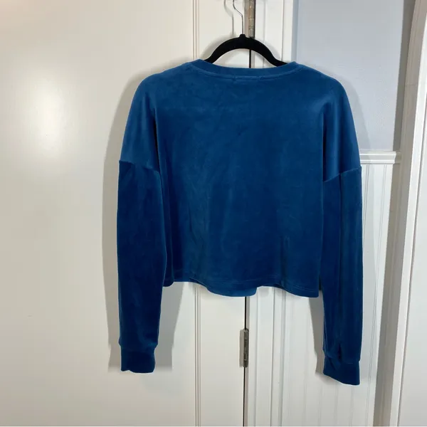 Beyond Yoga Soft Velvet Brushed Up Cropped Pullover Sweatshirt Celestial‎ Blue S - Image 7