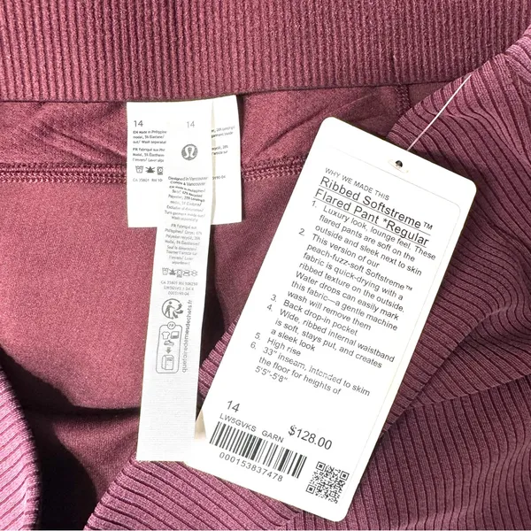 Lululemon Ribbed Softstreme Flared Pant Casual Athletic Pants Garnet 10 14 NWT - Image 9