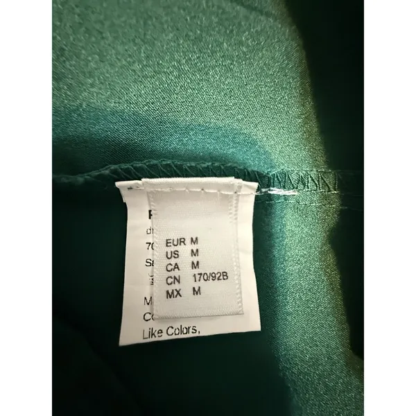 Dress to Success Halter Top Lounging Dress Maxi Women's M Green Satin Open Skirt - Image 3