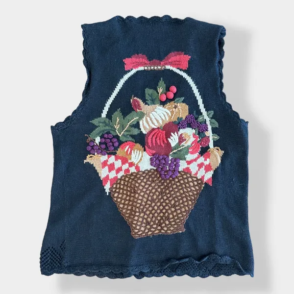 Capacity Vintage 3D Knit Fruit Sweater Vest‎ Cardigan Size M - Image 7