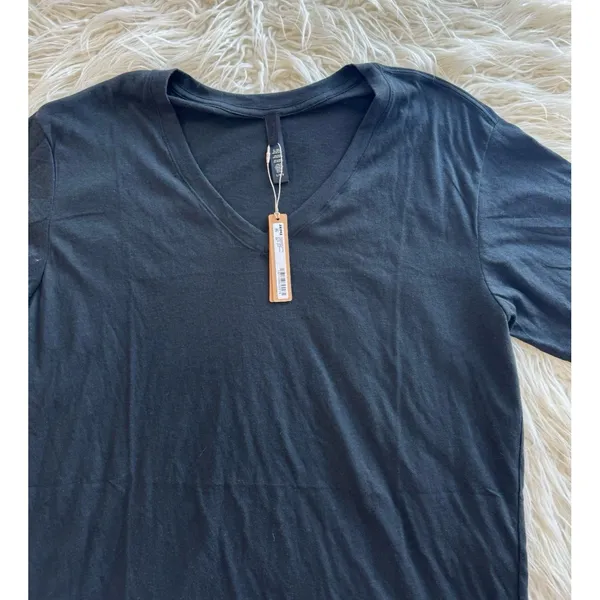 Skims Threadbare Cotton V-Neck T-Shirt Soot Size Large - Image 3