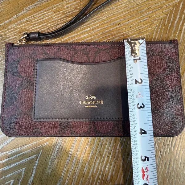 Coach Signature Slim Wristlet Card Case Burgundy Black Brown - Image 7