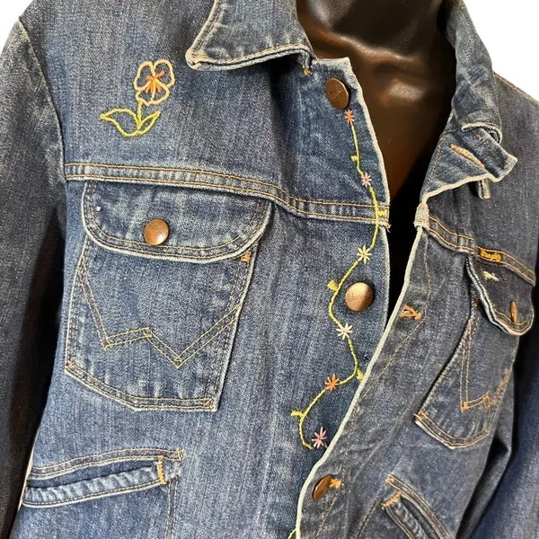 Wrangler Owl Embroidered Jean Trucker Jacket Vintage 70’s - Image 6