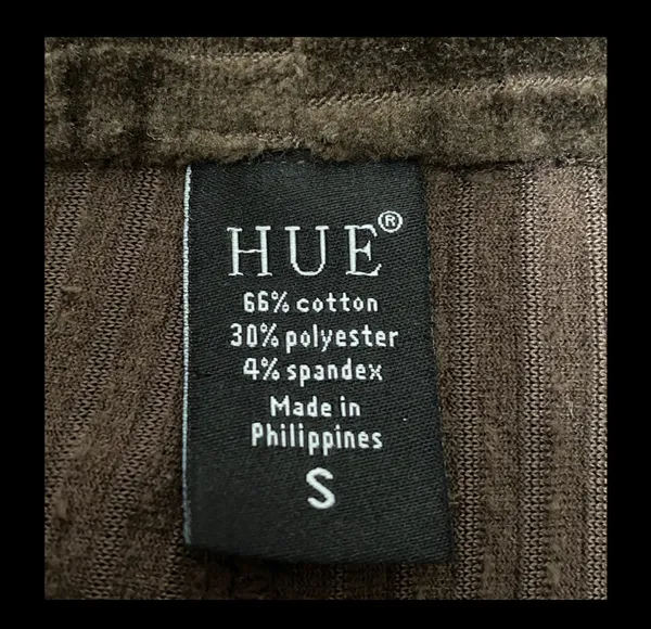 HUE Brown velvet corduroy thick ribbed leggings - Size Small Tall. Gently warn & excellent condition. Velvet corduroy Ribbed black leggings. Real back pockets. Measurements approximately 13” waste not fully stretched out x 9” rise x 42” long x 32” inseam. None smoking home. Priced to sell at as is condition. Don’t like my price make reasonable offer! - Image 5