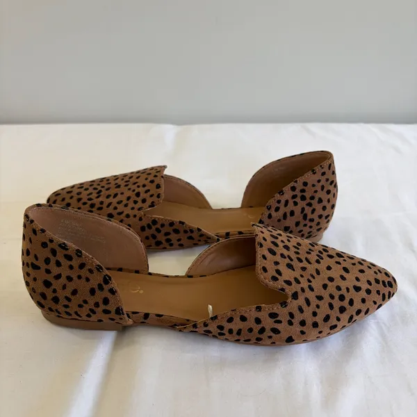Kensie Gaby Leopard Cheetah Print‎ d'Orsay Pointed Toe Flats Tan Black 6.5M - Image 2