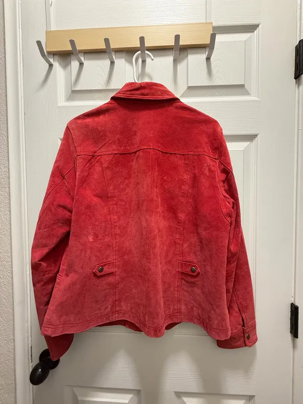 Cherry Red vintage leather jacket Size L - Image 2