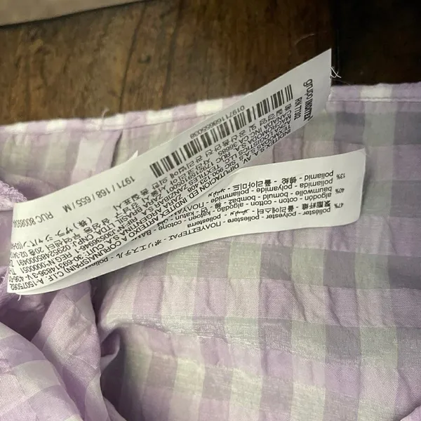 Zara Cropped Lilac Gingham Shoulder Padded Poplin Shirt - Image 6