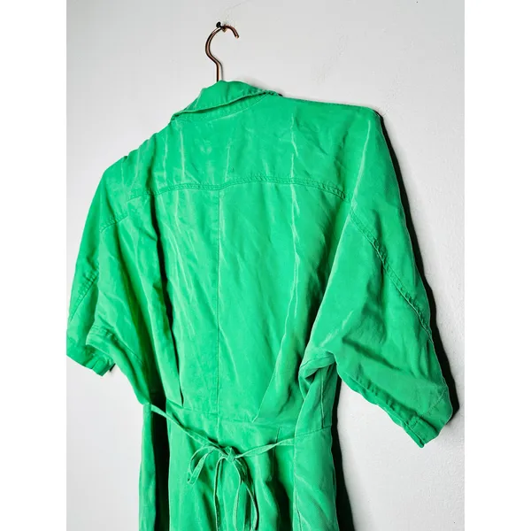 THAKOON COLLECTIVE Green Twill Short Sleeve Shirt Button Front Mini Dress Size 6 - Image 8