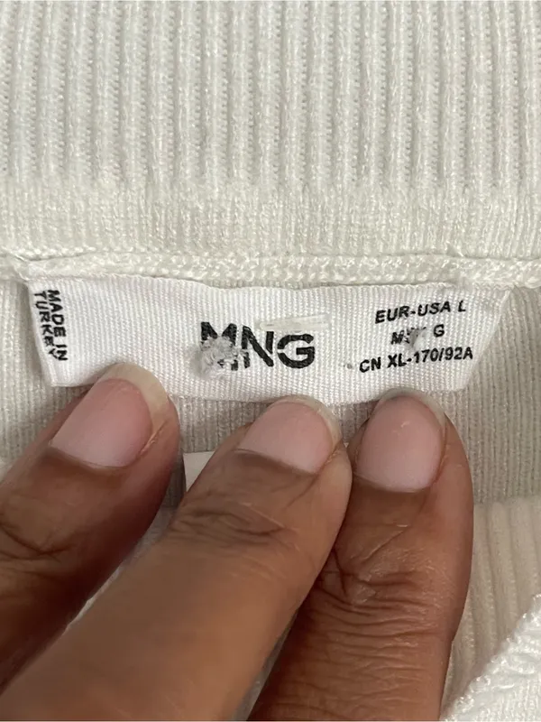 MANGO Cream Mock Neck Puff Sleeve Sweater Sz L - Image 7