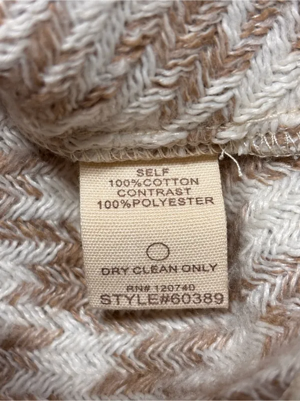Mystree Corduroy Jacket S Cream Herringbone Mixed Media Utility Shacket fall - Image 15