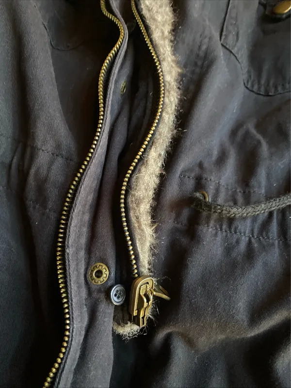 Vintage Navy Fur Lined Utility Parka Drawstring Big Pocket Short Jacket Women - Image 5