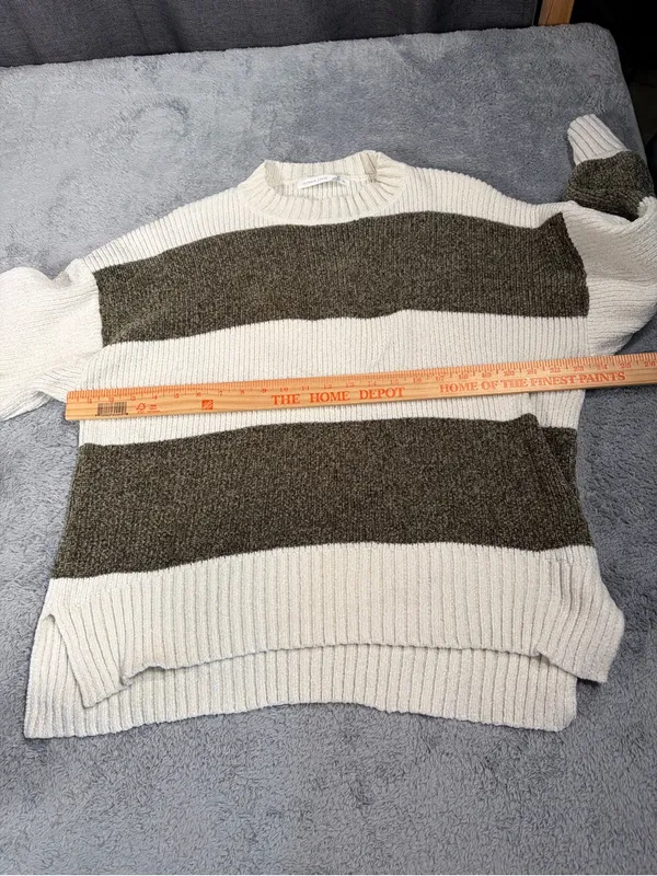 Altar’d state Chunky Striped Knit Sweater in Cream and Olive XS - Image 4