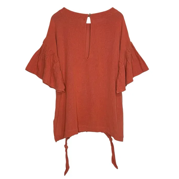 Free People Gauze Mesh Tunic Dress Oversized Cinnamon Orange Top L Boho‎ - Image 7