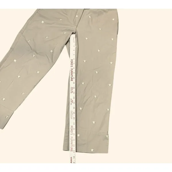 Lizgolf Cathren Cropped Pants‎ Women's 4 Khaki Floral Embroidered Cotton - Image 6