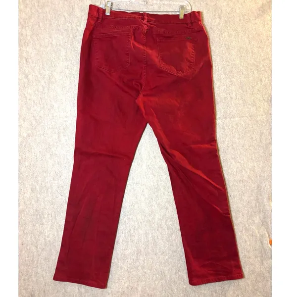 Lauren Jeans Co Ralph Lauren 14W Red Burgundy Straight Leg Stretch Jeans - Image 3