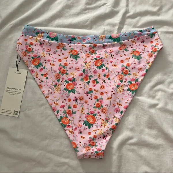 NWT Blackbough Valentina High Waist Floral Bikini Bottoms Size XL Pink - Image 7
