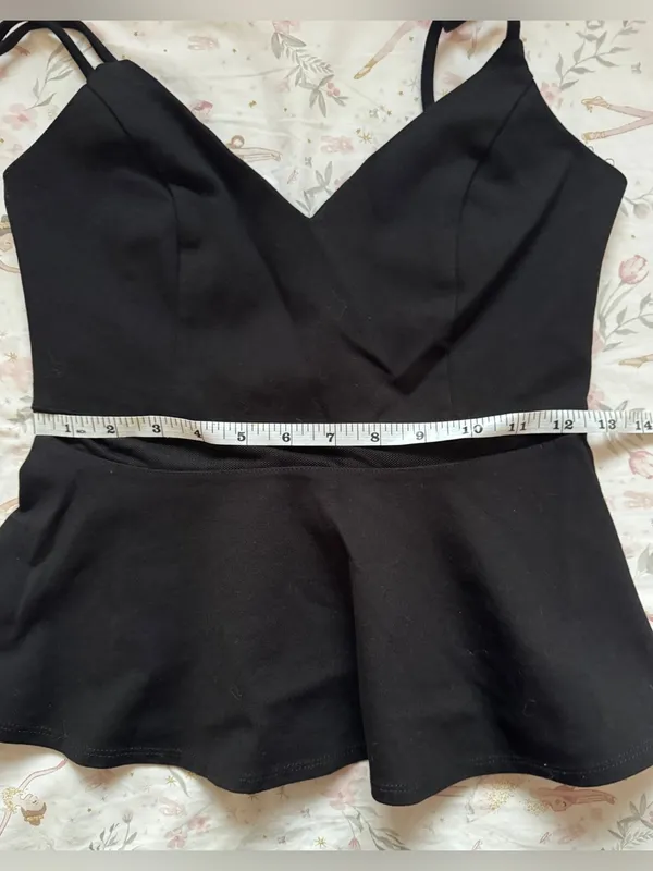 Lulus Keen Interest Black Mesh Peplum Top Size Medium M - Image 12