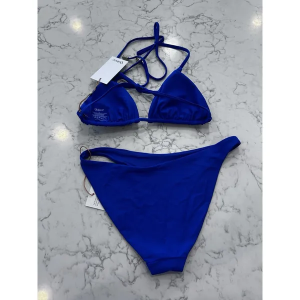 NWT Quince Electric Blue Italian Triangle Bikini Top & Low Rise Bottoms Size XS - Image 2