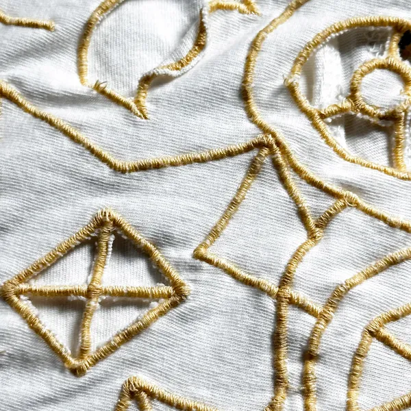 Free People XS White Gold Embroidered Cutwork Statement Sleeve Top - Image 6