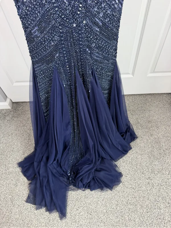 Sherri Hill 51426 Size 4 NWT Navy Beaded Mermaid Evening Gown Formal Prom Dress - Image 11