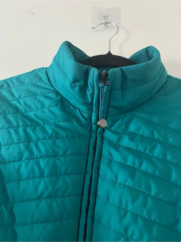 Talbots Teal Blue Quilted Puffer Vest Large Outdoors Hiking Lightweight Travel - Image 3