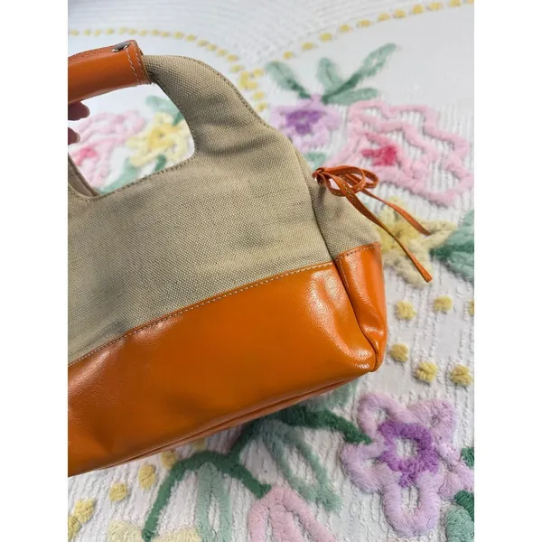 Bath & Body Works Canvas Orange Leather Trim Handle Bag‎ Women's Accessory - Image 2