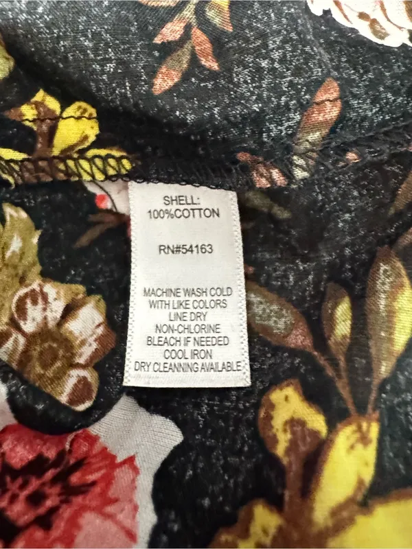 Marc New York Jeans Floral Oversized Blouse XL Black Multicolor Tassel Tie - Image 7