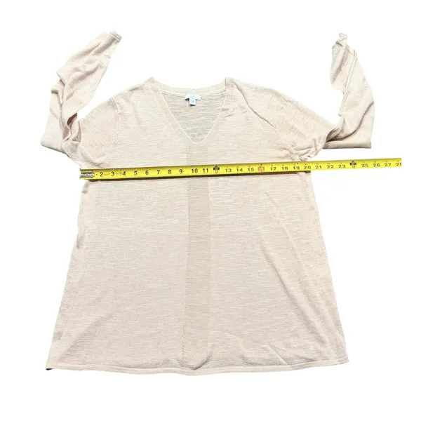 J. Jill Top Knit Soft Pink Linen Blend Top V Neck Casual Travel Coastal Women L - Image 3