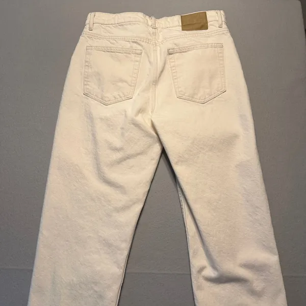 Zara Origins Straight Leg Denim Jeans Cream Off-White Women Size 31 - Image 11