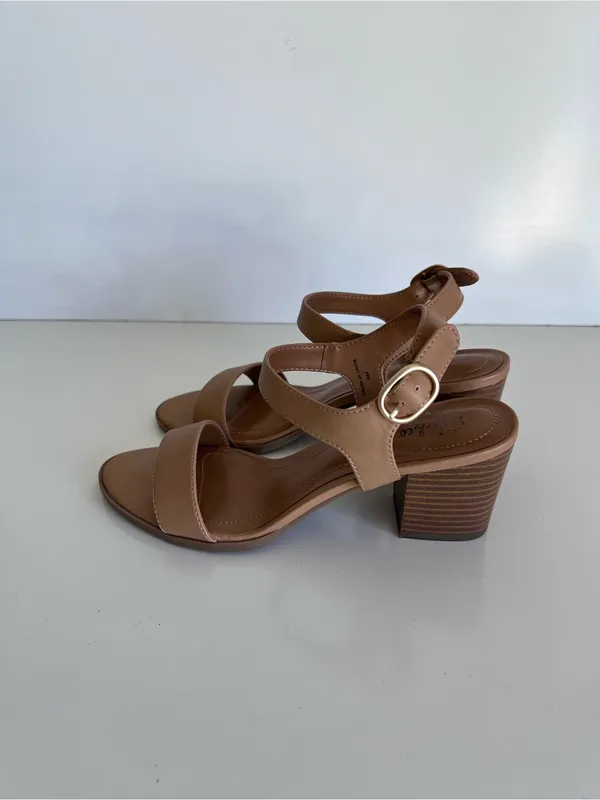 Style & Co. Ankle Strap Block Heel Sandal Tan Nude - Image 3