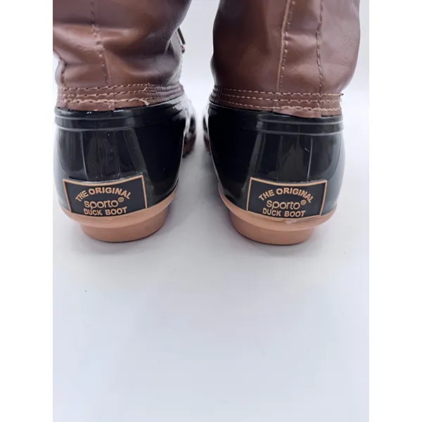 Sporto 8M Black Brown Duck Boots‎ Women Ariel Lace Up Winter Rain - Image 2
