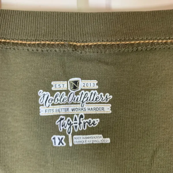 Noble Outfitters Womens 1X Olive Green Tag-Free V-Neck Short Sleeve Tee Shirt - Image 2