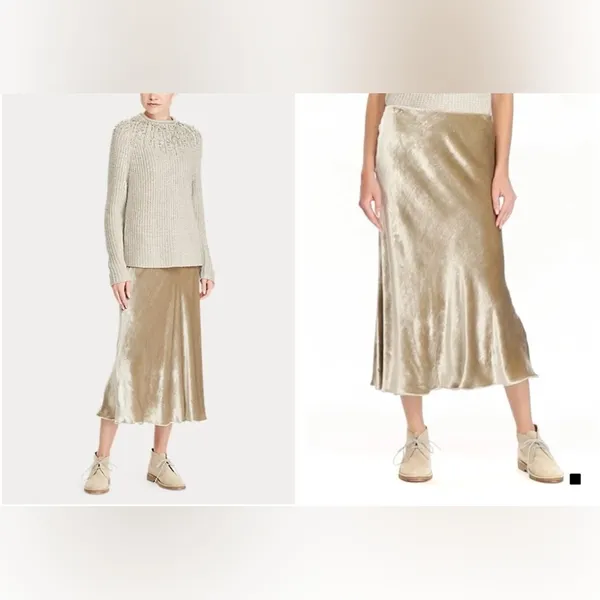 POLO RALPH LAUREN Flared Velvet Midi Skirt in desert slip style Sz 8 - Image 2
