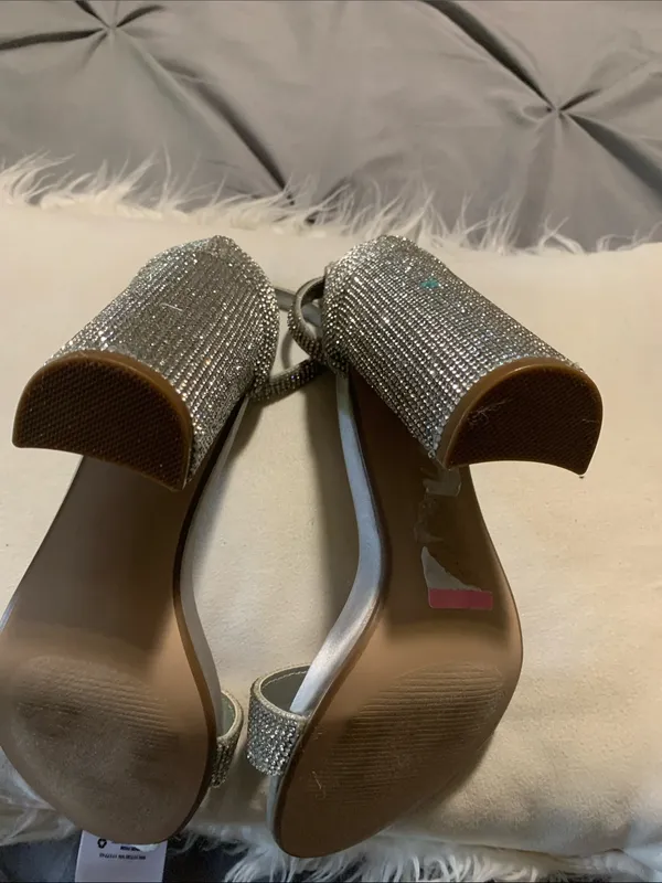 Steve Madden Silver Rhinestone Block Heel Sandals - Image 4