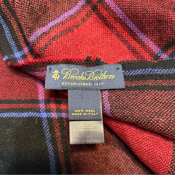 Brooks Brothers 100% Wool Red Plaid Scarf Made in Italy Winter Fall Warm Cozy - Image 3