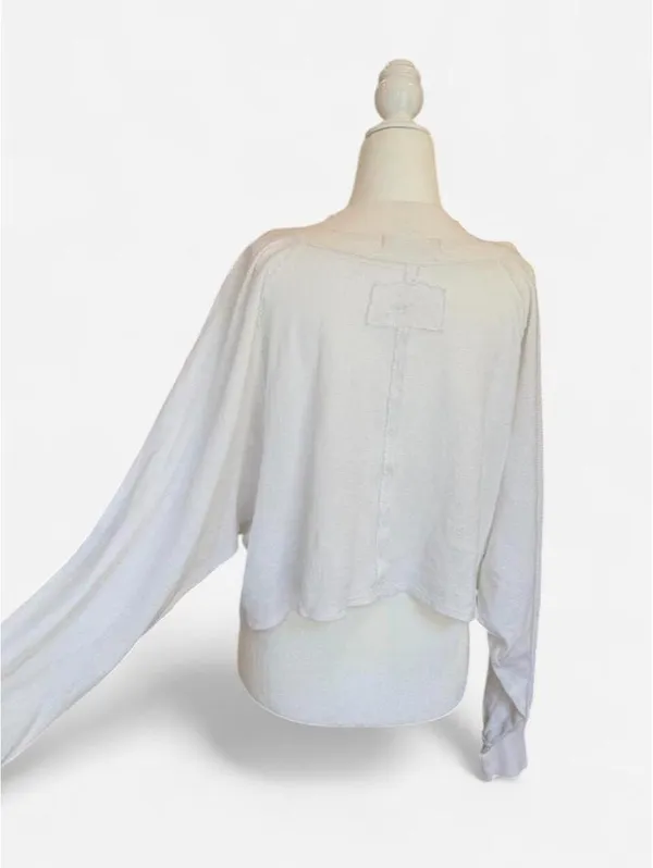 Free People White Waffle Knit mock kneck Long Sleeve Top Size Small - Image 2