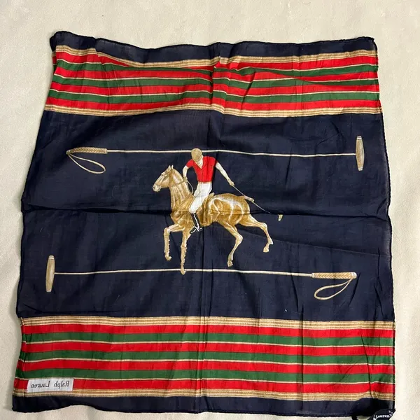 RARE Ralph Lauren Equestrian Silk Scarf – Made in Italy – Polo Rider Print - Image 3