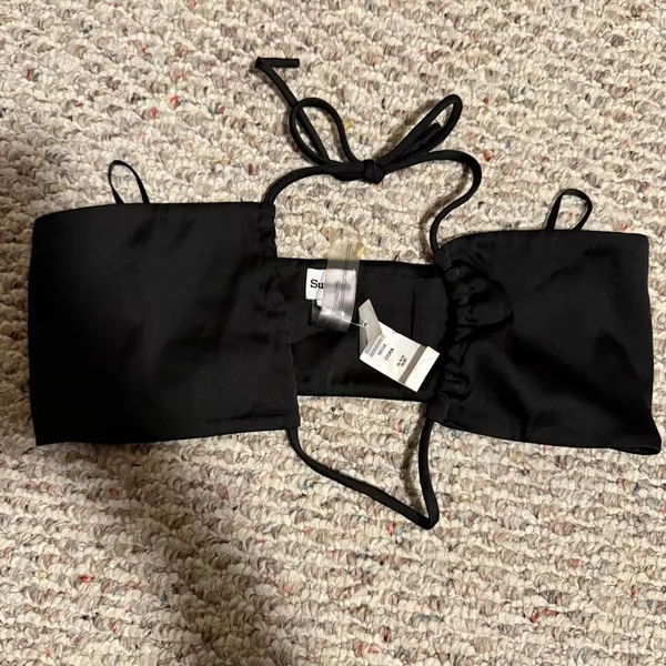 NWT Aritzia Sunday Best Cora Multi twist bandeau top in Black- Size XS - Image 3
