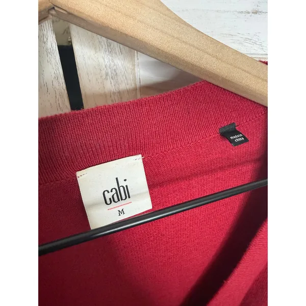CABI Women's Medium Ballet Wrap Cardigan Sweater Red Cotton Angora Rabbit Hair - Image 12