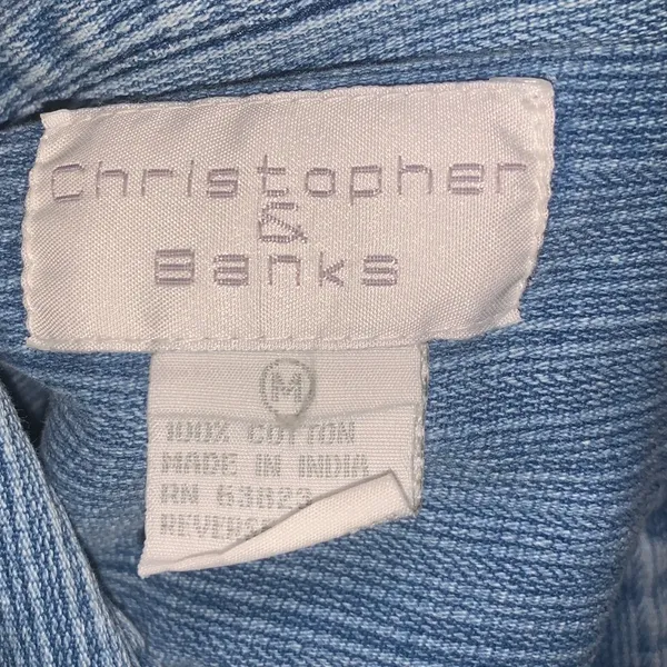 Vintage Christopher & Banks Light Blue Denim Button-Up Shirt Western Long Sleeve - Image 5