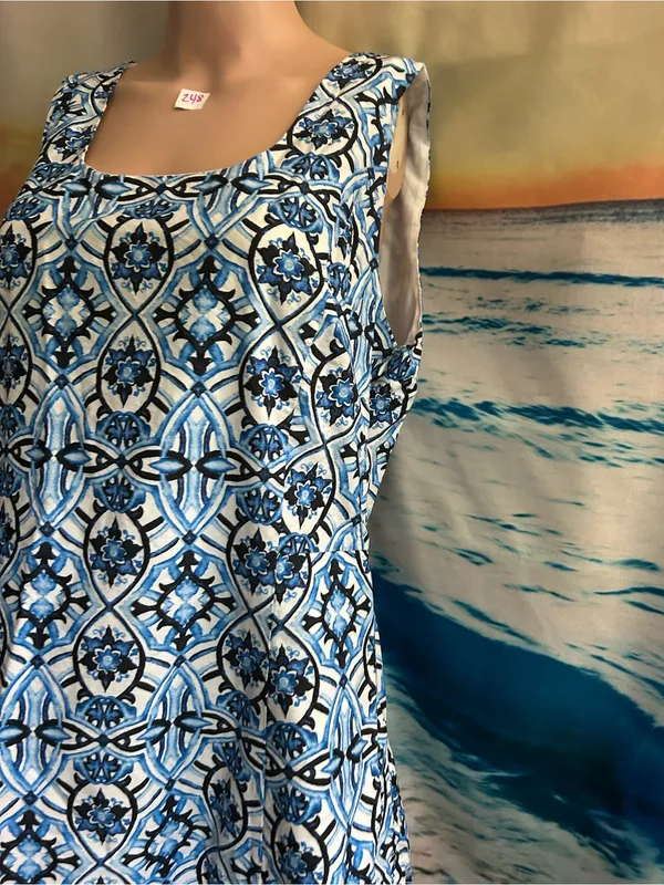 The Limited Women’s Blue & White Floral Sleeveless Printed A-Line Dress 14 - Image 3