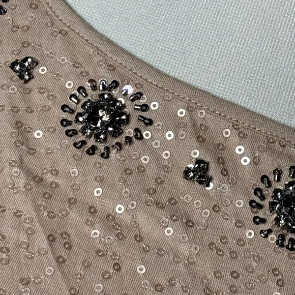 LOFT Beige Embellished 3/4 Sleeve Top - Image 3