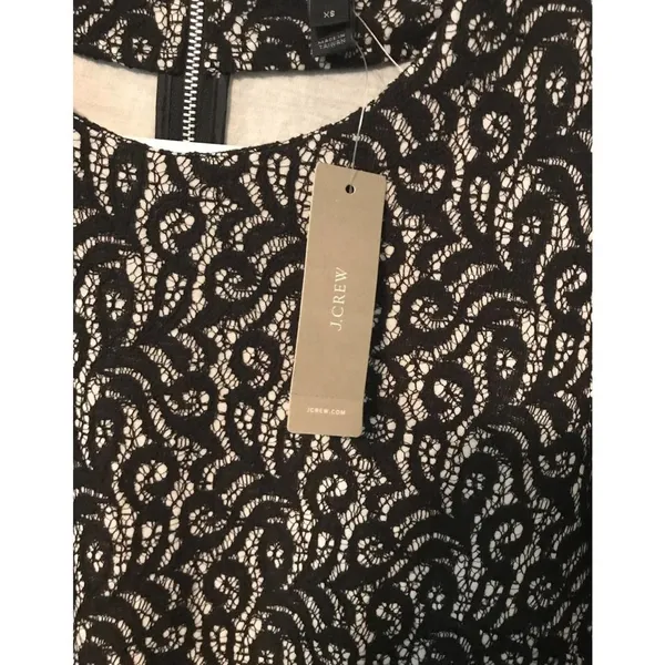 J.crew‎ XS blouse white with black lace NWT - Image 3
