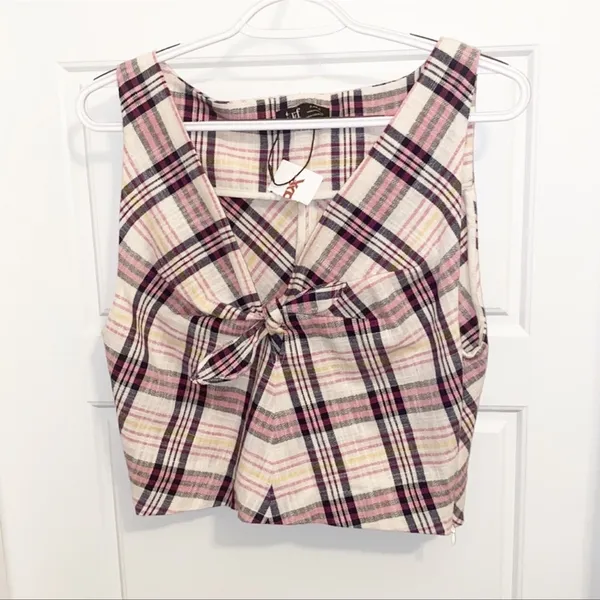 Zara TRF Crop Plaid Top - Image 3