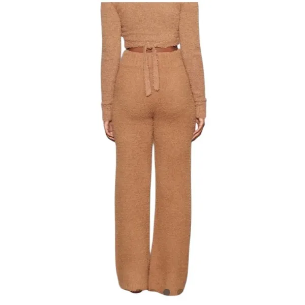 Skims - Cozy Knit Teddy Wide Leg Pants in Camel Sz L/Xl - Image 2
