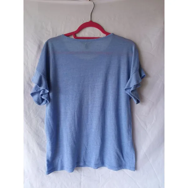 Banana Republic Light Blue Linen Blend Short Sleeve Top Size L - Image 3