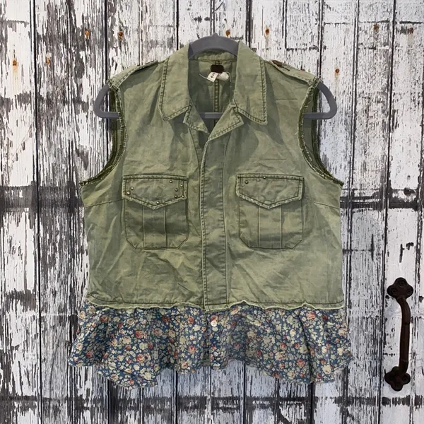 We the free free people military top with floral peplum - Image 2