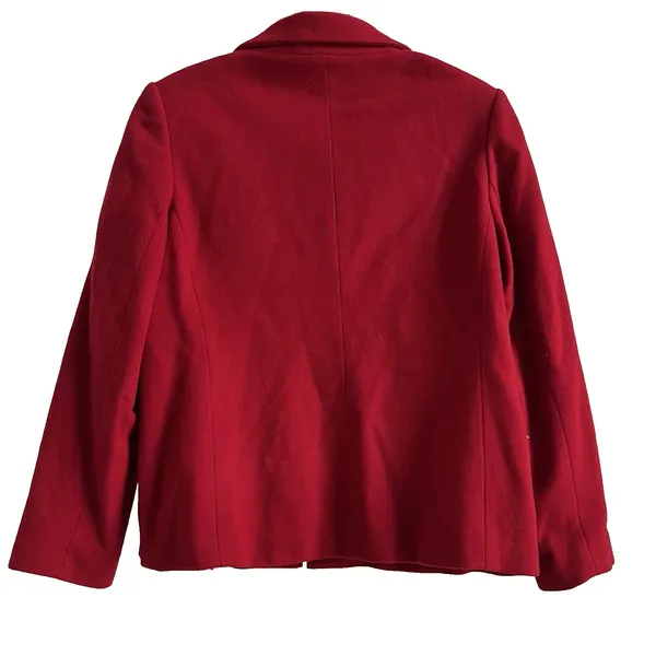 Vintage Wool Cashmere Jacket Red Y2K 90s Petite Sophisticate Size 14 - Image 4